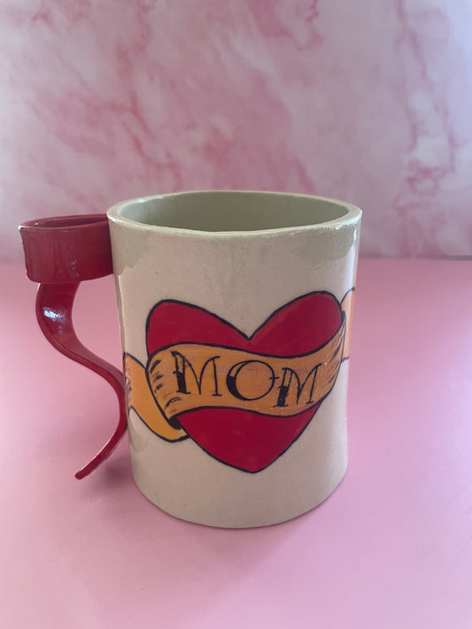 Mom Tattoo Bow Handle Mug