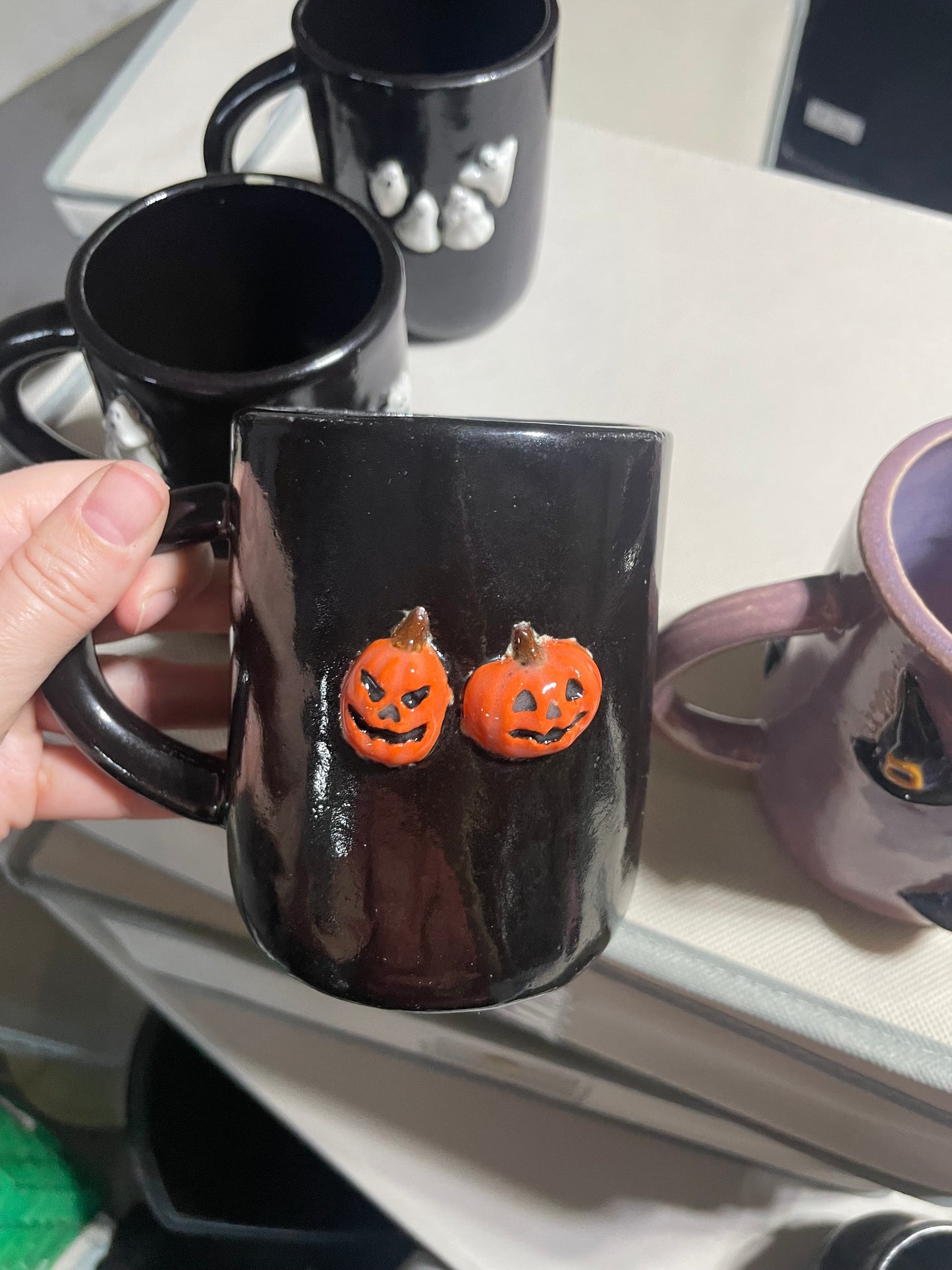 Cauldron and pumpkin mug