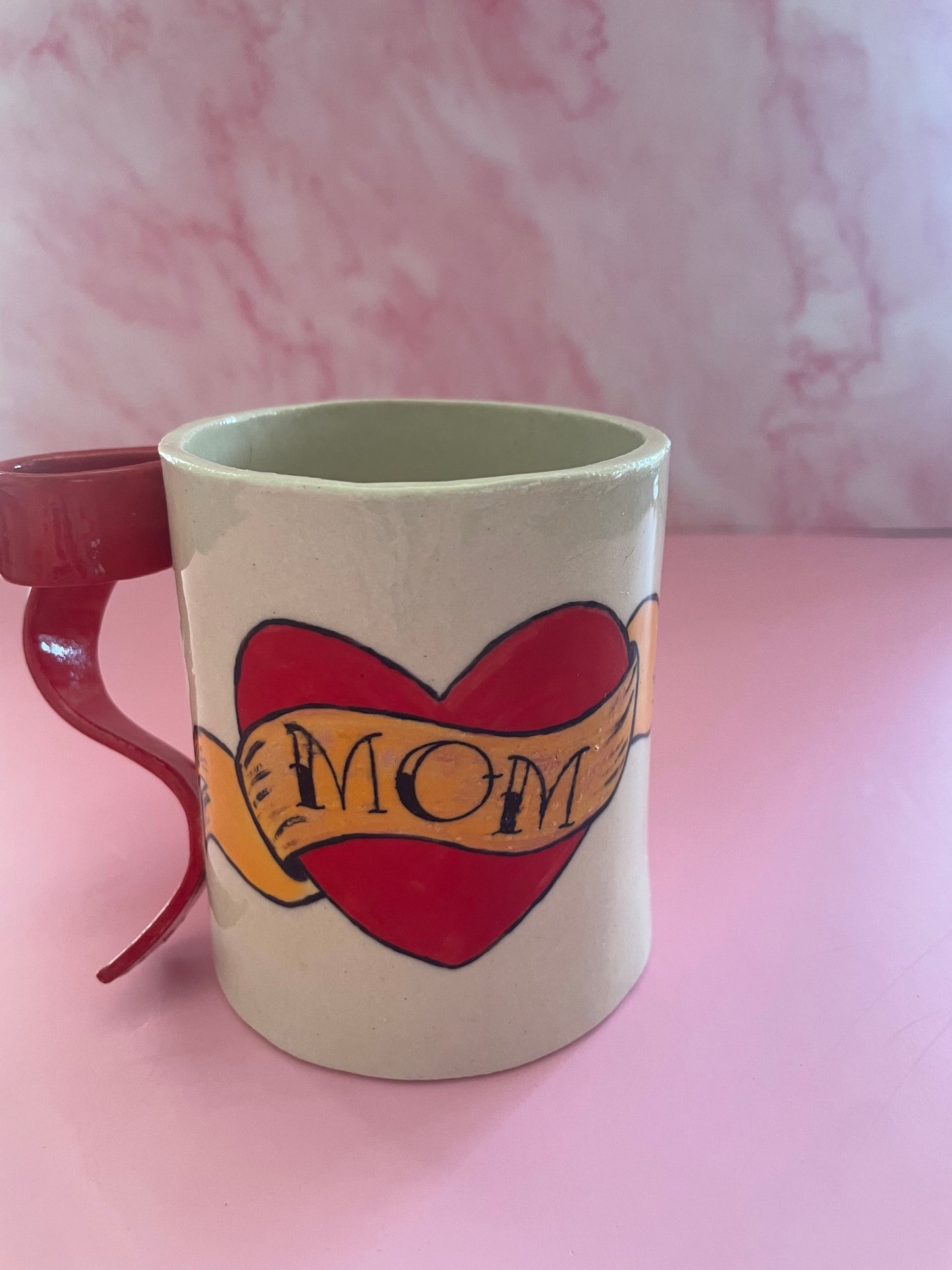 Mom Tattoo Bow Handle Mug