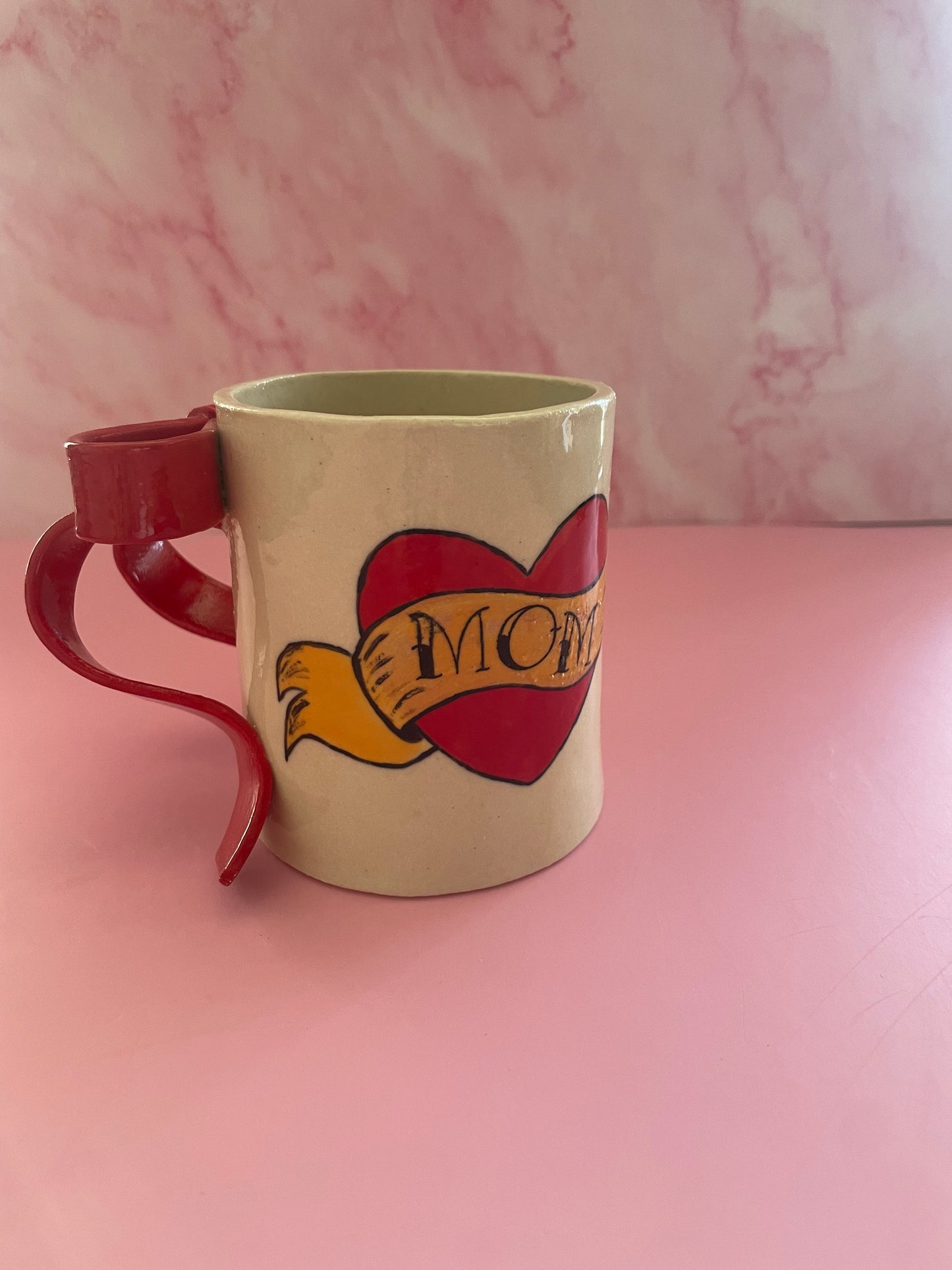 Mom Tattoo Bow Handle Mug